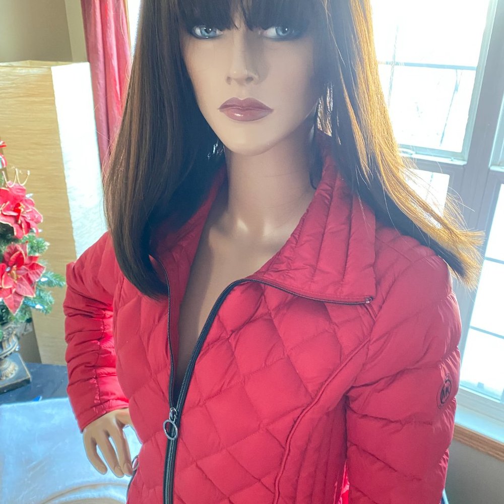 ~Ladies Michael Kors KORS Cherry Red Packable Down Fill Jacket/Co…